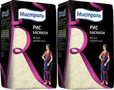 Крупа рис Мистраль Басмати ароматный, 500г x 2 шт