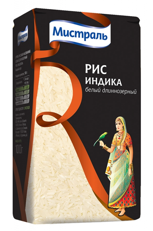 Крупа рис Мистраль Индика длиннозерный, 1кг