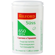 Подсластитель Milford Suss заменитель сахара 650 таблеток, 55г