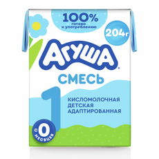 Смесь кисломолочная детская Агуша 1 адаптированная 3.5% с рождения, 200мл