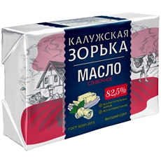 Масло сливочное Калужская Зорька 82.5%, 180г