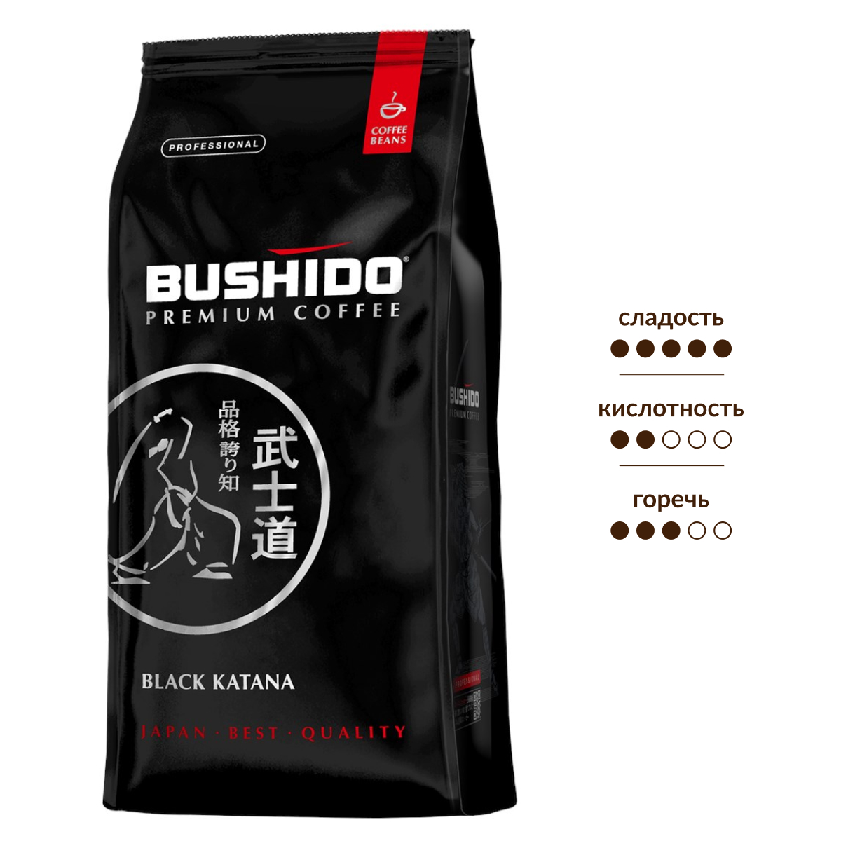 Изображение товара Кофе Bushido Black Katana в зернах, 1 кг - насыщенный аромат и мягкий вкус