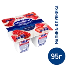 Йогуртный продукт Alpenland малина и клубника 7.5%, 95г