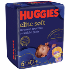 Подгузники-трусики Huggies Elite Soft ночные 6 размер 15-25кг, 16шт