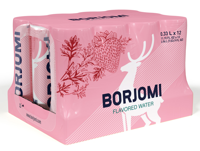 Вода Borjomi Flavored с ароматом дикой земляники и экстрактом трав газированная, 330мл x 12 шт