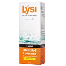 Жир рыбий Lysi Омега-3 со вкусом лимона, 240мл