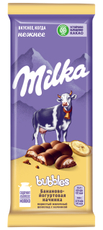 Шоколад Milka Bubbles молочный пористый с бананово йогуртовой начинкой, 92г