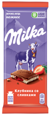 Шоколад Milka клубника со сливками, 85г